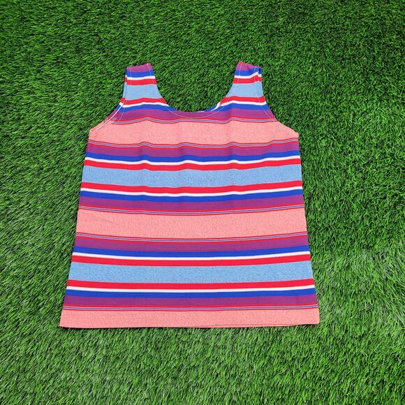 Vintage 80s MOD Striped Tank-Top Womens Small 18x22 Cropped - Picture 1 of 10